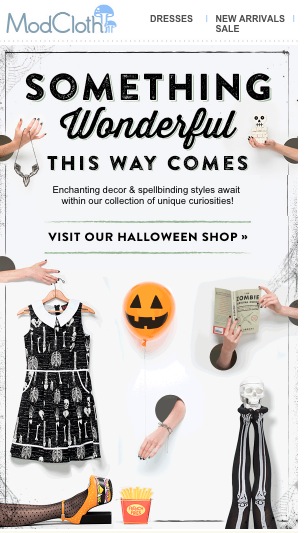 Mad Cloth Halloween email for subscriptions
